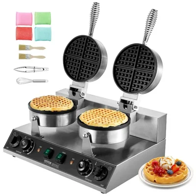 Waflera VEVOR Doble Cabezal 2460W Antiadherente Acero Inoxidable