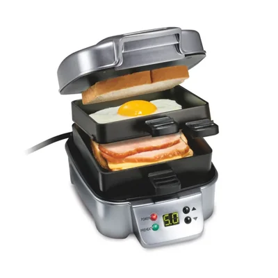 Sandwichera Hamilton Beach de 24 pulgadas² antiadherente con temporizador