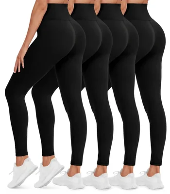 Leggings NexiEpoch Pack de 4 Cintura Alta Negros - Pantalones de Yoga