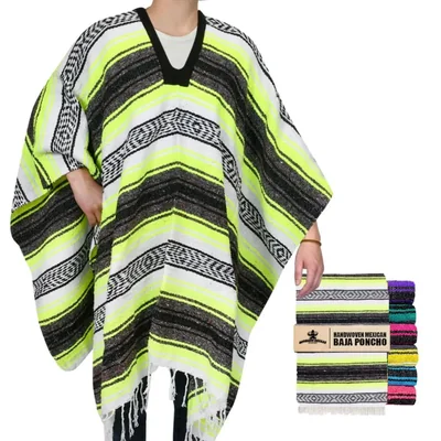 COAT Artisans Bazaar Poncho Mexicano Amarillo de Algodón