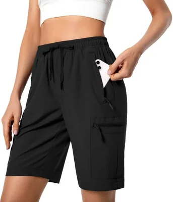 Shorts Cargo Livianos de Secado Rápido para Mujer Hugut Negro