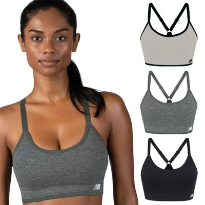 Sostenes New Balance 3-Pack Sin Costuras de Impacto Medio Talla L