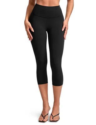Leggings Capri INGIA 48 cm Negro sin costura frontal