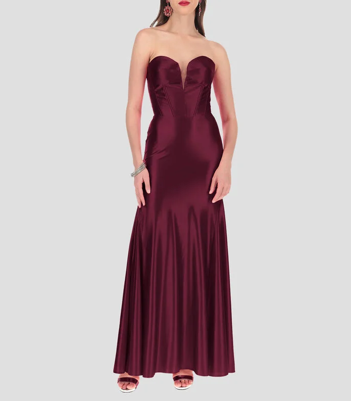 Vestido largo liso Mujer