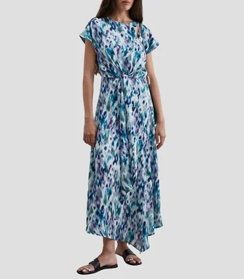 Vestido largo con estampado abstracto Mujer