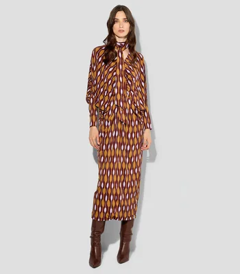 Vestido midi estampado Mujer