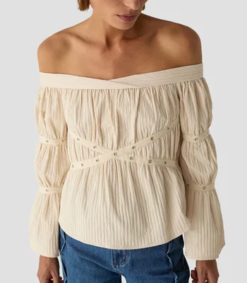Blusa liso manga larga Mujer