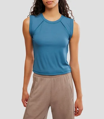 Tank casual Love My Twist Muscle cuello redondo sin mangas con microdiseños Mujer