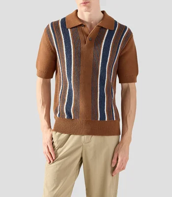 Playera tipo polo manga corta a rayas Hombre