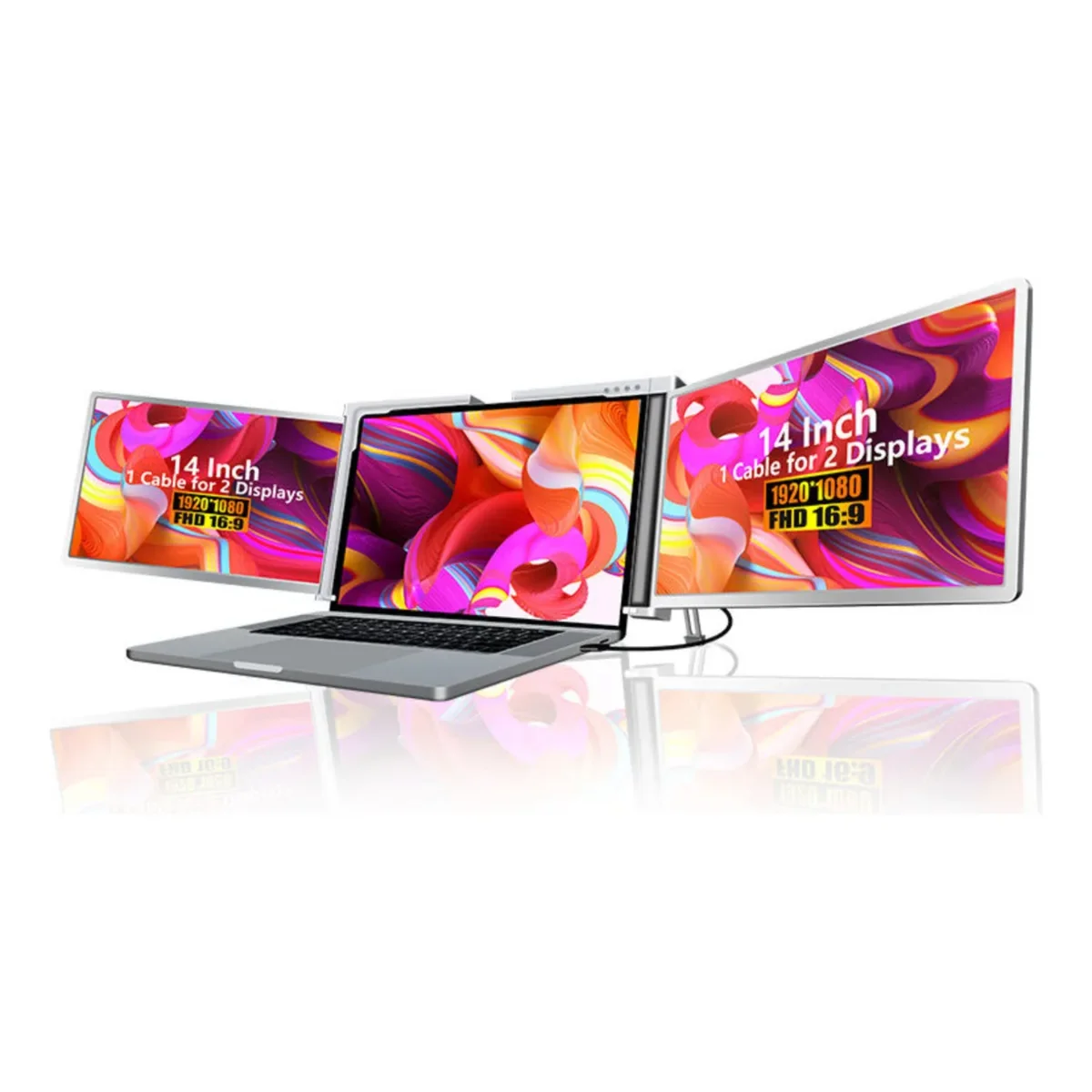 Doble Monitor Portatil Compatible Para Laptop 14 P" Modelo S400 Full Hd 1080p, Ips, Plug & Play, 180°, Usb C, Plateado