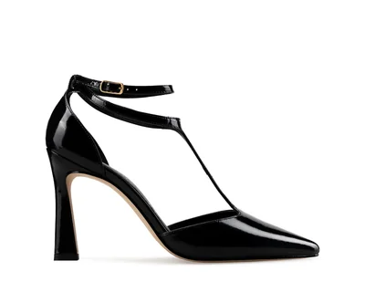 Zapatillas De Tacón Davenia De Piel Para Dama Mod. Alana Charol Negro