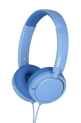 Audífonos Philips K2019 para niños con cable plegables y micrófono azul