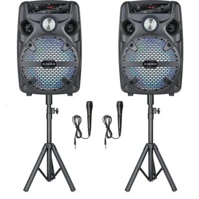 Pack de 2 Parlantes PA Audiobox 20 cm Bluetooth con 2 Micrófonos