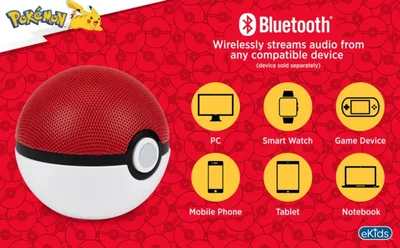 Bocina Bluetooth eKids Pokemon Pokeball con batería recargable