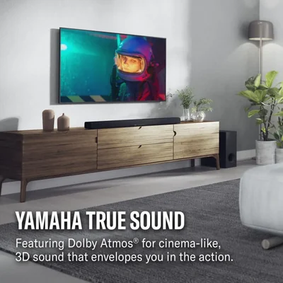 Barra de sonido Dolby Atmos Yamaha True X Bar 50A con subwoofer inalámbrico, Wi-Fi, transmisión de m