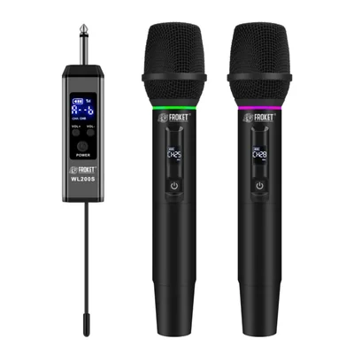 Sistema de Micrófonos Froket UHF Inalámbrico RGB Duales