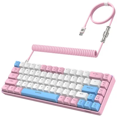 Teclado Yindiao de 68 teclas RGB retroiluminado interruptores azules - Rosa