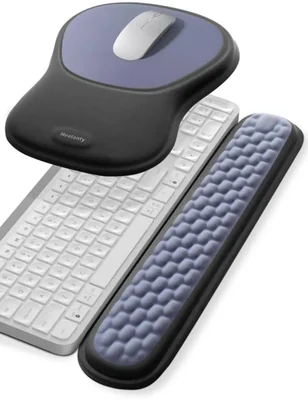 Set de reposamuñecas para teclado y ratón meatanty azul y negro