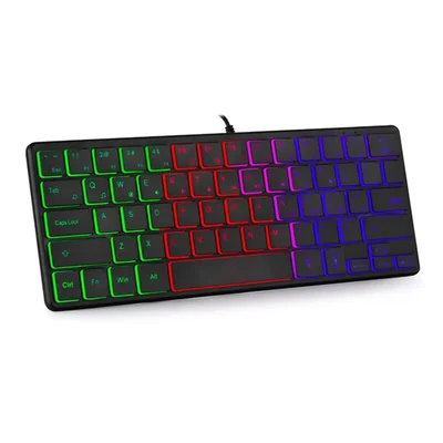Teclado mini retroiluminado abucow de 64 teclas USB cableado