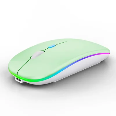 Mouse inalámbrico WREANU de doble modo recargable LED verde