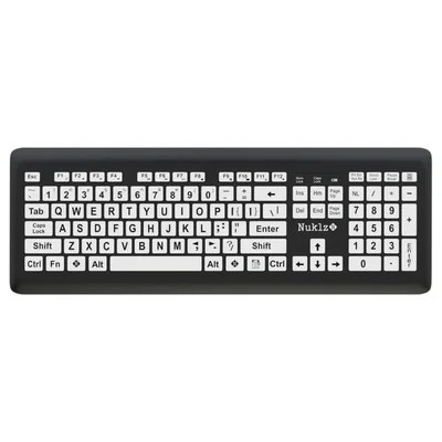 Teclado inalámbrico Nuklz N Magnus 325 de letras grandes negro y blanco