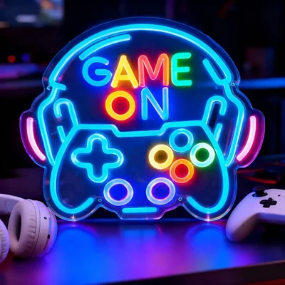 Letrero LED de neón regulable para gamer 38 x 33 cm con alimentación USB