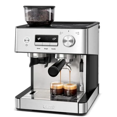 Cafetera Gevi 20 bares espresso con molinillo y vaporizador de leche