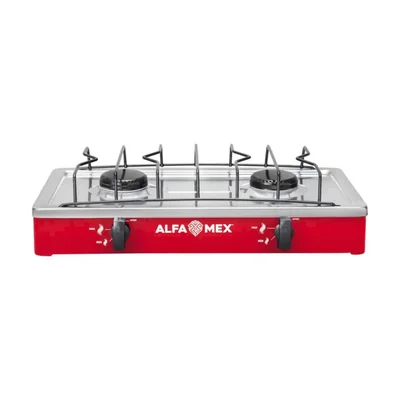 Parrilla de Gas Alfamex 2 Quemadores Roja 304