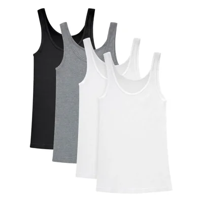 Pack de 4 Musculosas Hanes Originals de Algodón Acanalado para Mujer