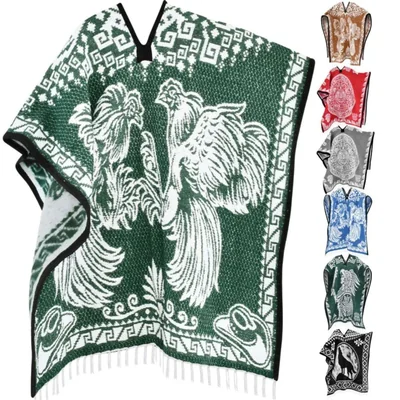 Poncho Artisans Bazaar 110 cm Gallo Verde Azteca