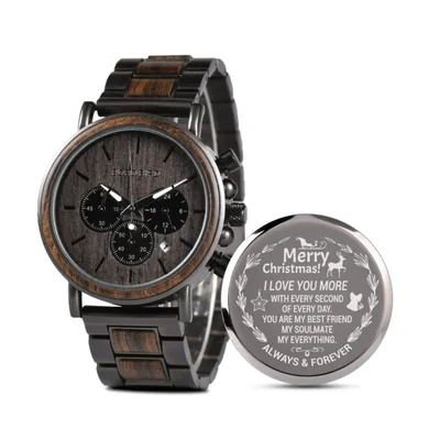 Reloj 2win W*Q26-1 de 44 mm de madera y acero con cronógrafo