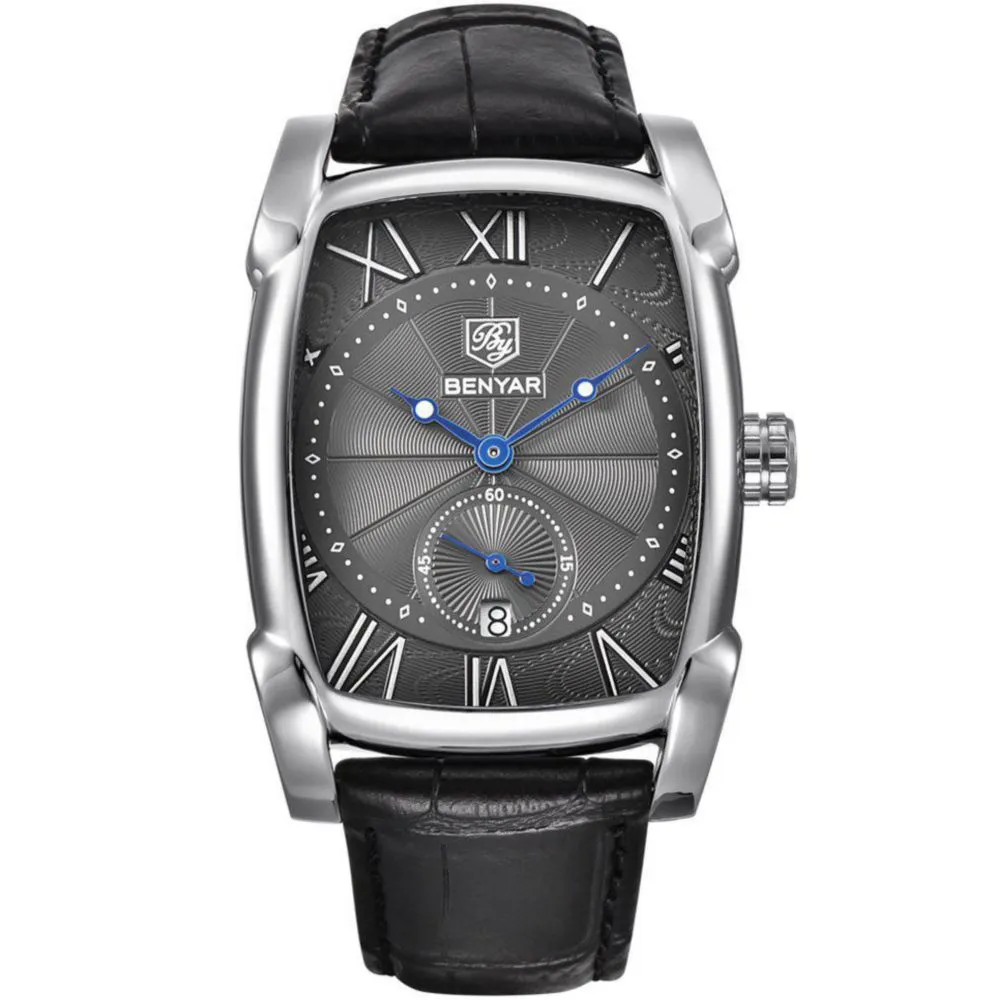 Reloj BENYAR 5114 Negro de Cuero Impermeable 30 m