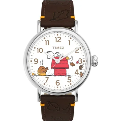 Reloj Timex Peanuts Unisex 40 mm con Correa de Cuero Marrón