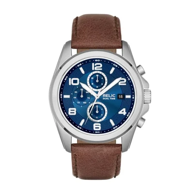 Reloj Relic Daley Multifuncional 44mm Caja de Acero Plateada con Esfera Azul