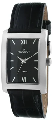 Reloj para Hombre Peugeot Rectangular de 30 mm con Correa de Cuero y Movimiento de Cuarzo