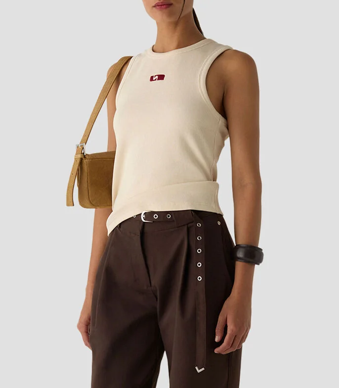 Tank cuello redondo sin mangas liso Mujer