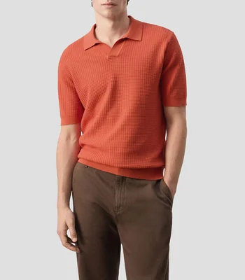 Playera tipo polo manga corta microdiseño Hombre