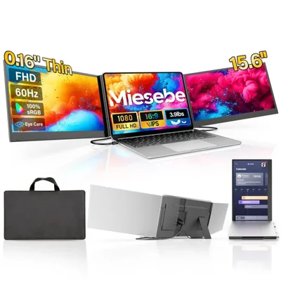Monitor Miesebe de 156" Full HD Portátil Extensor de Triple Pantalla