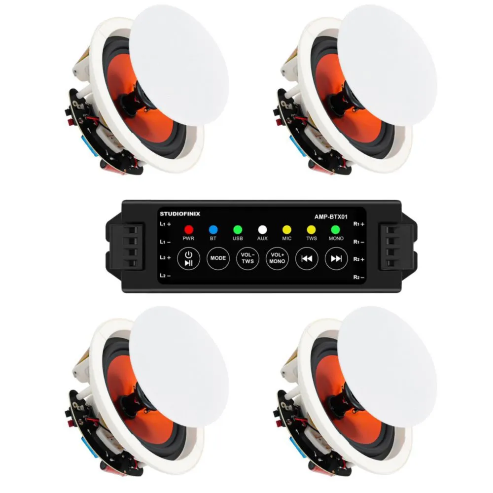STUDIOFINIX Parlantes de techo Bluetooth de 8" 800W paquete de 4