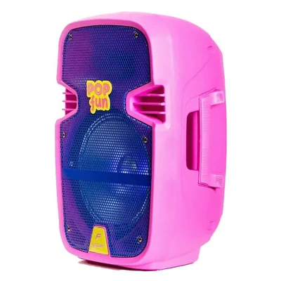 Bafle amplificado rosa recargable 8 bluetooth usb luz led