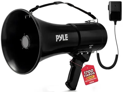 Megáfono Pyle de 50 W portátil con sirena alcance de 1550 m