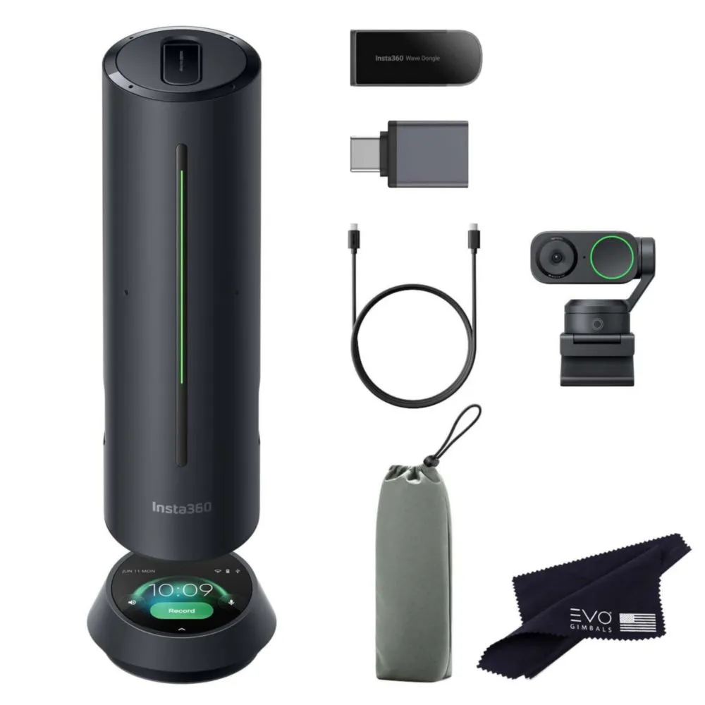 Speakerphone Insta360 WaveLink con IA y grabación de 8 micrófonos 32 GB
