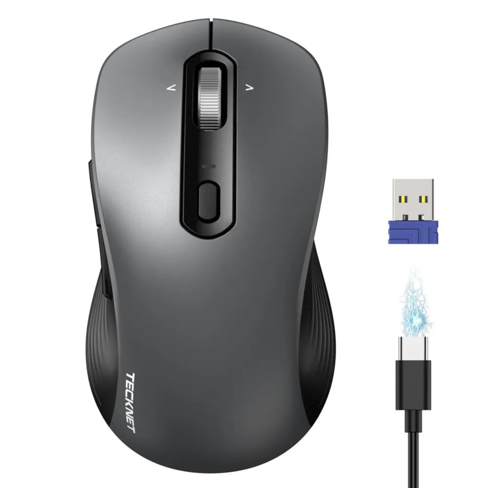 Ratón inalámbrico TECKNET Bluetooth 4 direcciones 4800 DPI gris