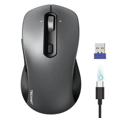 Ratón inalámbrico TECKNET Bluetooth 4 direcciones 4800 DPI gris