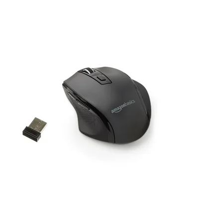 Ratón de ordenador Amazon Basics inalámbrico ergonómico negro