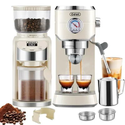 Máquina de espresso Gevi 20 bar con molinillo de muela cónica