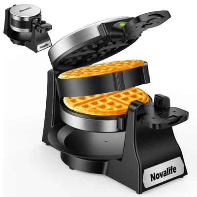 Gofrera Novalife 1400W Doble Belga de 8 Porciones con Giro 180°