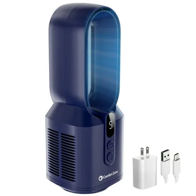 Ventilador de Mesa Sin Aspas Comfort Zone 36 cm Azul Marino