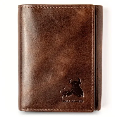 Billetera BULL GUARD Tríptica de Cuero con Bloqueo RFID 11 cm Marrón
