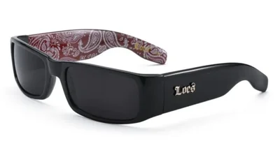 Gafas de sol Locs Hardcore Gangster con estampado de bandana negra y roja